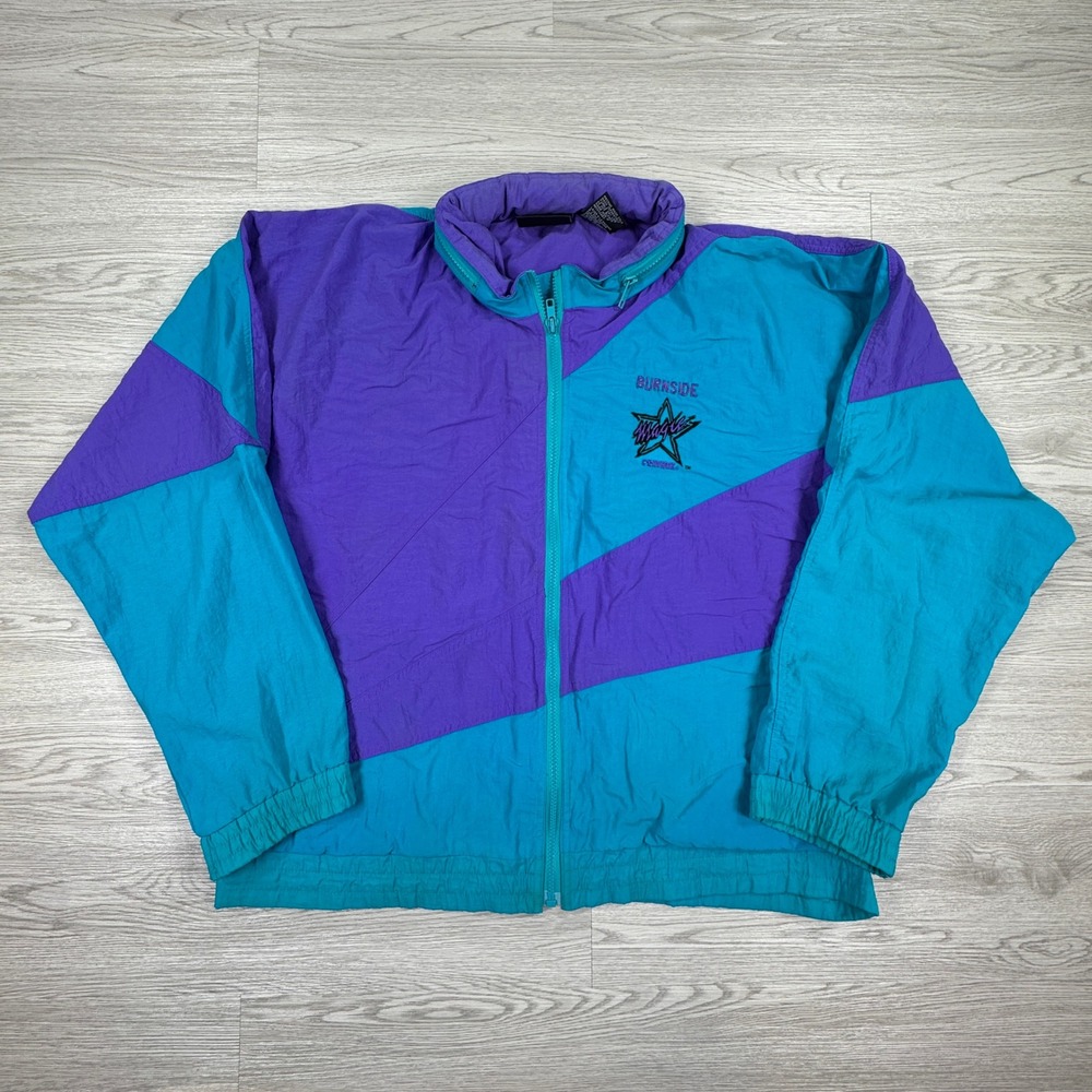 Converse Mens Jacket Burnside Magic Windbreaker Teal Purple‎ Large Vintage 90s